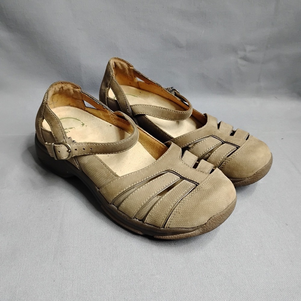 Dansko Womens Tan Leather Mary Jane Fisherman Shoes Size 38